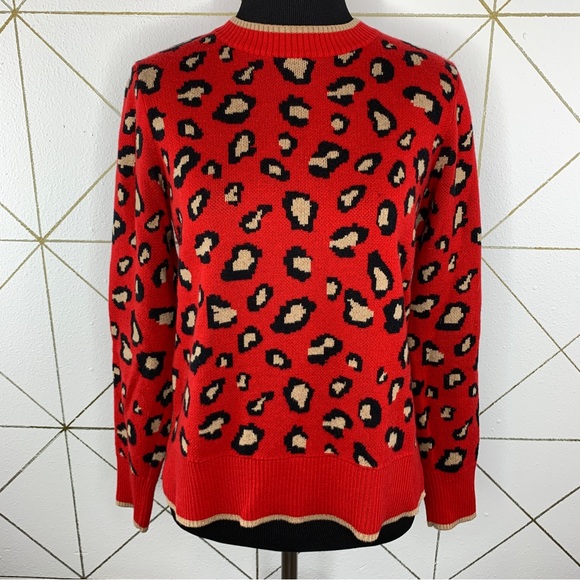 Charter Club For Macy’s Red Leopard Print Sweater Size Small